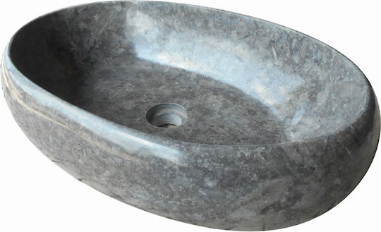 Piccadilly Piccadilly Vessel Marble Bathroom Sink with Faucet 57x37cm Grey