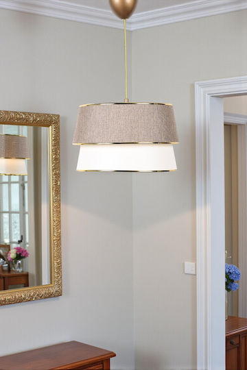 Ceiling Light Fixture Made of Rattan in Cream Shade 30x75cm