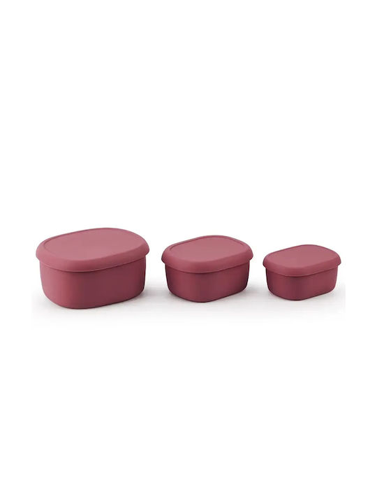 Pandaboo Set Red Silicone Lunch Boxes 3 Pieces