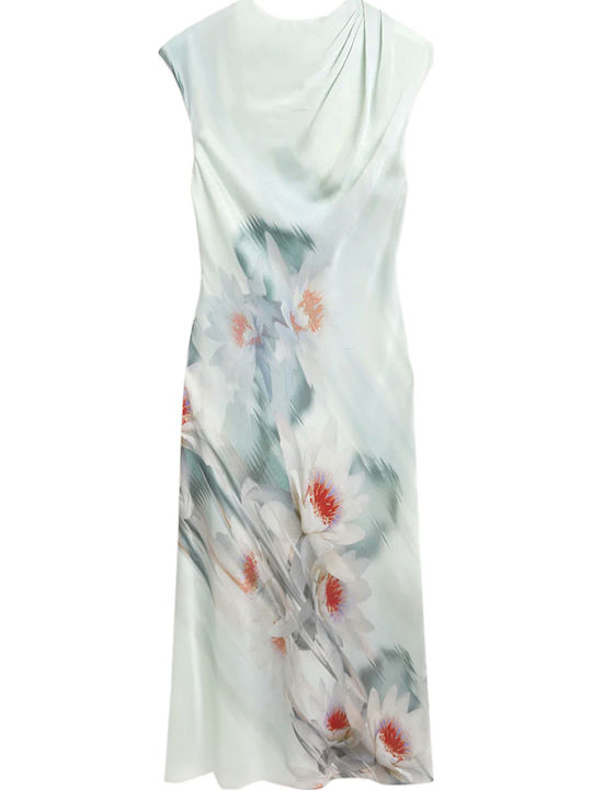 Midi Dress for Wedding Christening Drape Mid Green