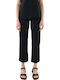 Women's Fabric Trousers with Rubber Band Black