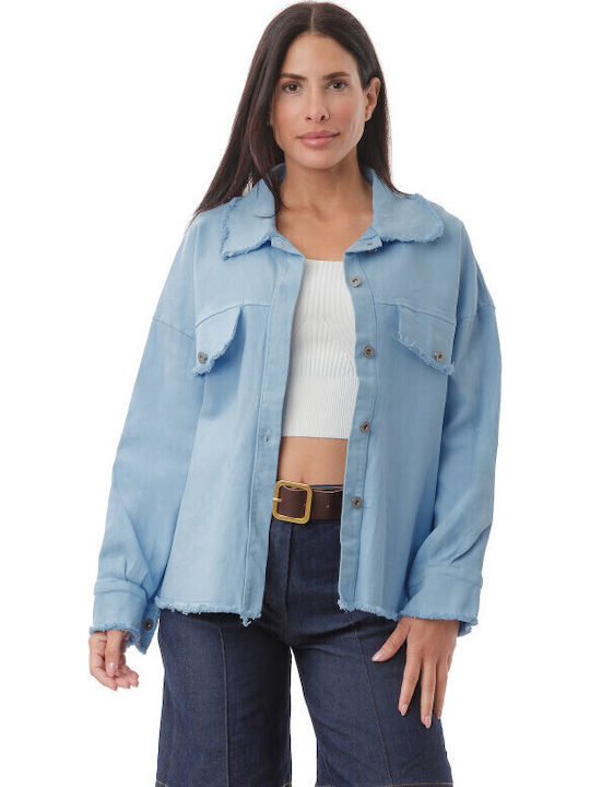 Damen Jean Jacke Hellblau