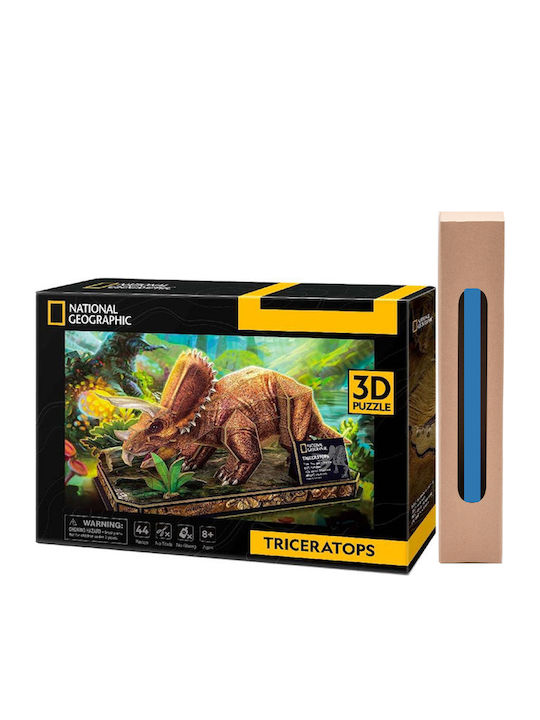 Easter Candle with Toy Puzzle Triceratops 3D 44 Pieces Three-Dimensional Dinosaur for Ages 8+ Cubic Fun