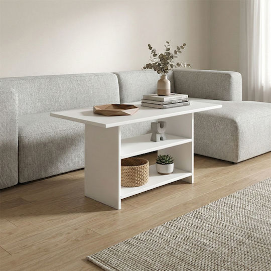 Rectangular Central Coffee Table Dallas Wooden White W70xL50xH60cm GP026-0130 1