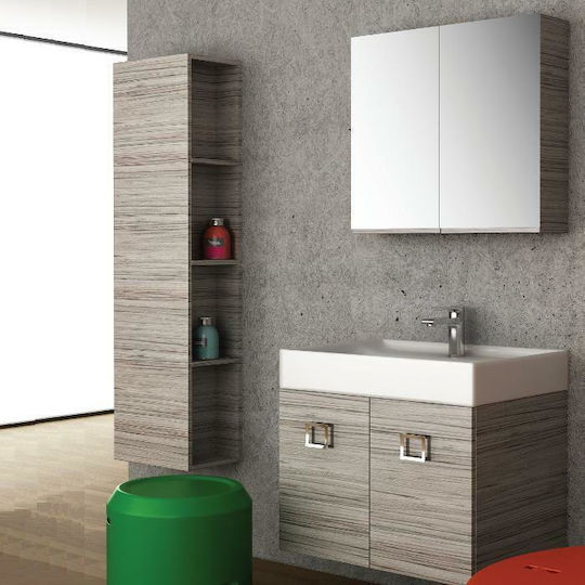 Orabella Touch Πάγκος με Νιπτήρα με Φως Μελαμίνη Χρώμα Ξύλου 101orb