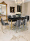 SteweHome Esszimmermöbel-Set Für 6 Personen Kelebek MDF Schwarz 132x80x75cm