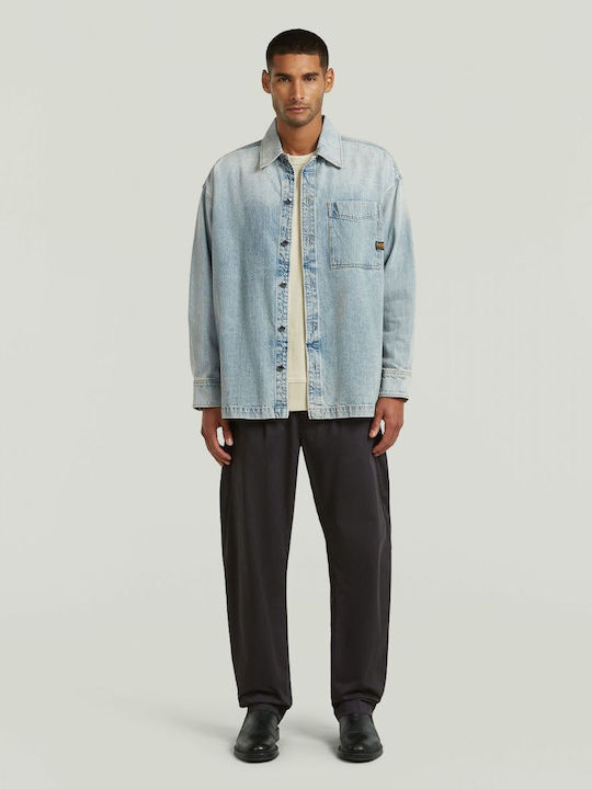 Boxy Fit Langärmelig Overshirt in Breite Linie Blau D23007 E352 H947