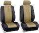 Front Car Seat Covers 2 Pieces Fabric Set Beige