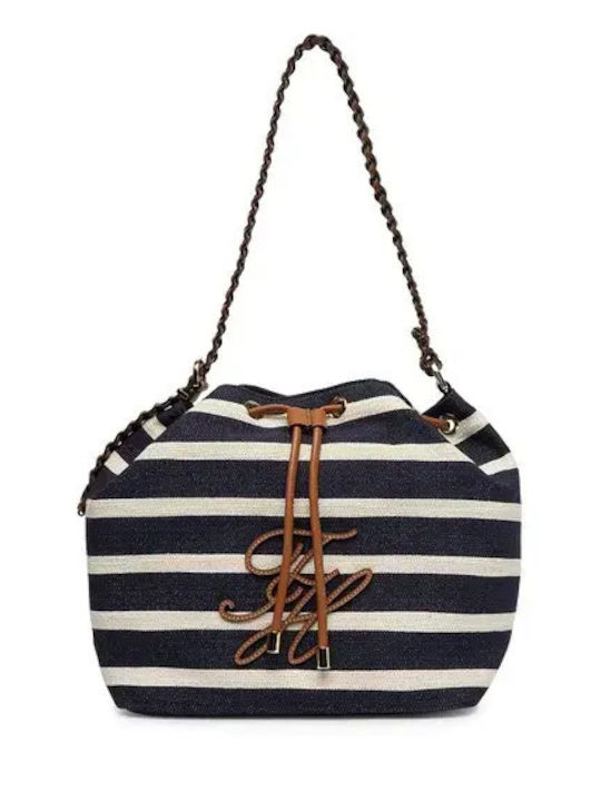 Stripe Fabric Women's Shoulder Bag Blue