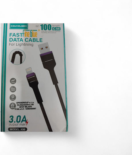 Kouvolsen USB-C to Lightning Cable Μαύρο 1m