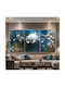 Threefold Glass Set With Flower Branch In Dark Blue (60x90cm)