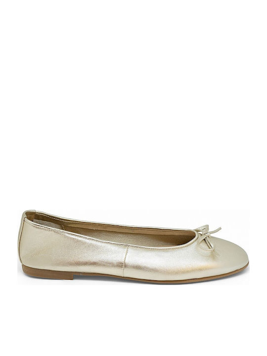 Bigshoes Damen Ballerinas aus Leder in Gold Farbe
