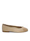 Leather Women's Ballerina Shoes In Beige Colour
