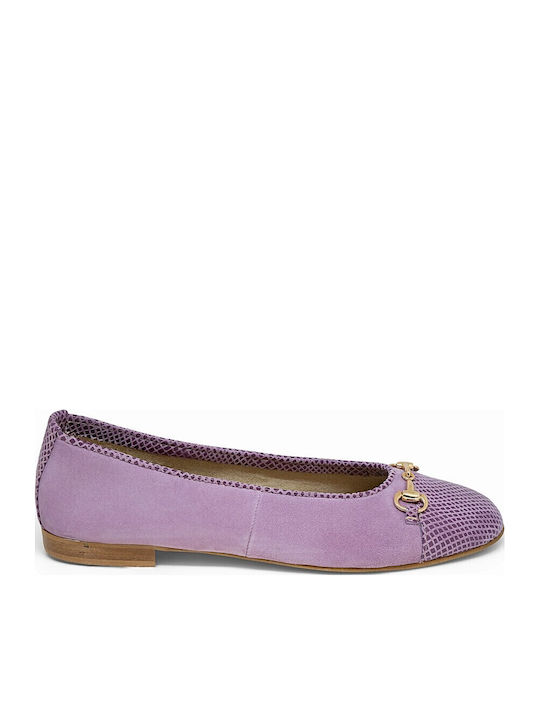 Bigshoes Damen Ballerinas aus Leder in Goldfarbe