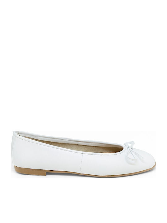 Bigshoes Damen Ballerinas Aus Leder In Weißem F...