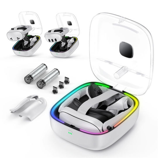 Charging Stand Meta Quest 3/3s RGB Batteries Controllers Jys Mq002 White