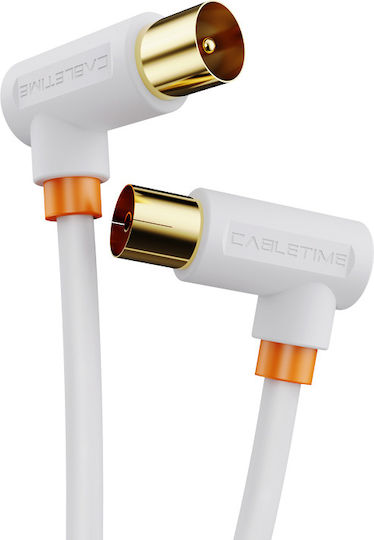 Cabletime Καλώδιο Κεραίας Coax male - Coax female Λευκό 2m CT-AV101-10 1τμχ