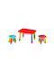 Kids Table Set with Chairs Made of Red Plastic Raki