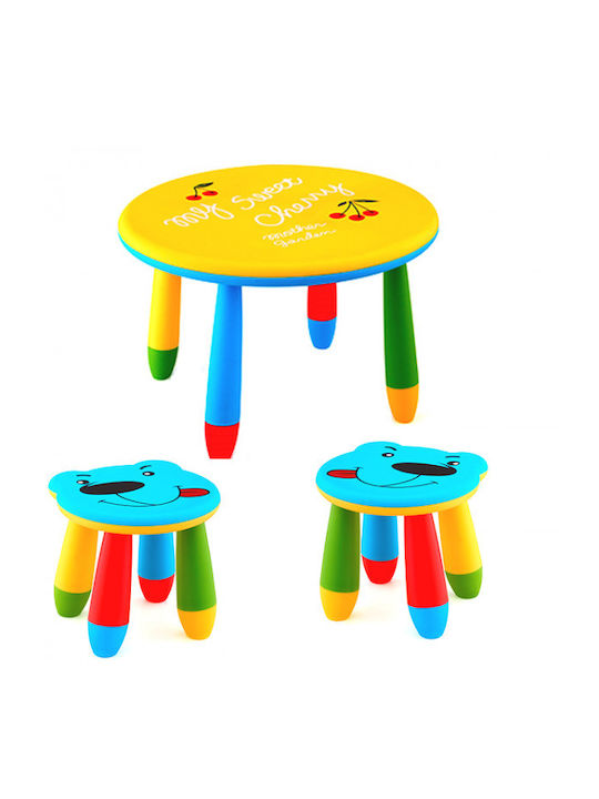 Kids Table Set with Chairs Made of Yellow Plastic Raki