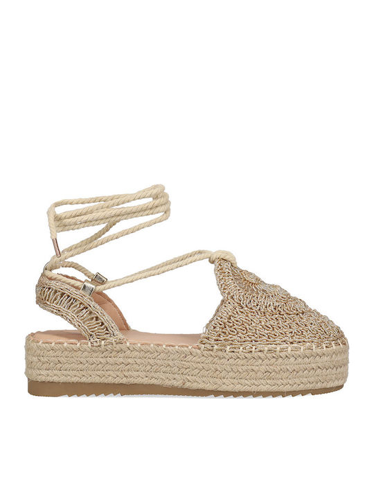 Sommer Damenplattformen in Stil Espadrilles Beige