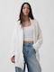 Long Women's Knitted Cardigan Off White