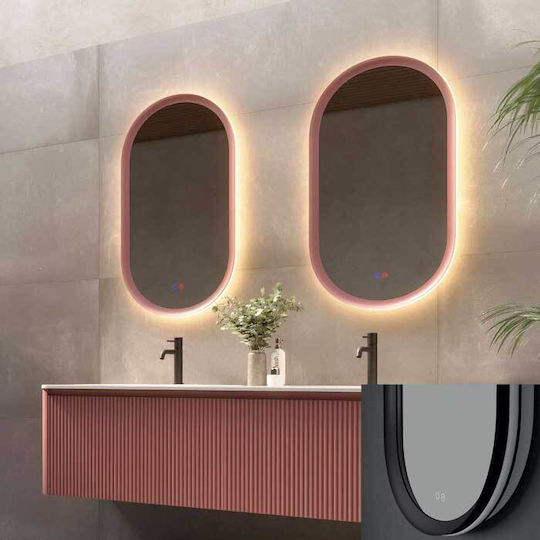 Imex Oval Bathroom Mirror Led Metal 50x90cm Black