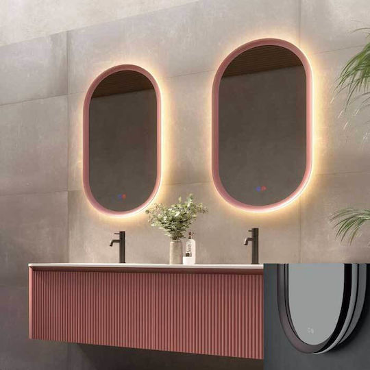 Imex Oval Badezimmerspiegel LED aus Metall 50x90cm Grau