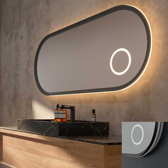 Imex Овално Огледало За Баня LED 120x60см Сиво