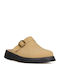 Leather Mules With Heel In Brown Colour