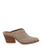 Suede Mules με Ψηλό Τακούνι σε Μπεζ Χρώμα