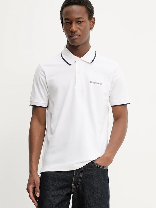 Embroidered Polo Short Sleeve White Blouse