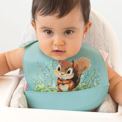 Kiokids Waterproof Silicone Bib with Pocket Mint for 4 m+