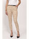 Women's Fabric Trousers Floral Brown