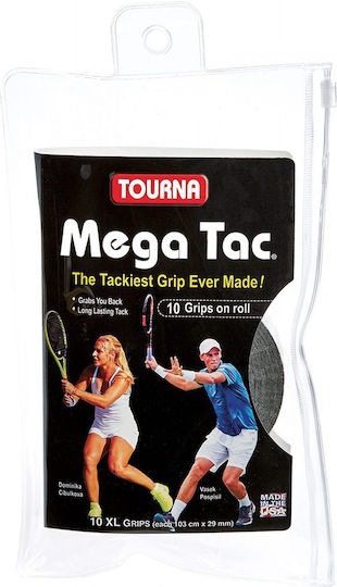 Tourna Mega Tac Tennisschlägergriffe X 10 Schwarze
