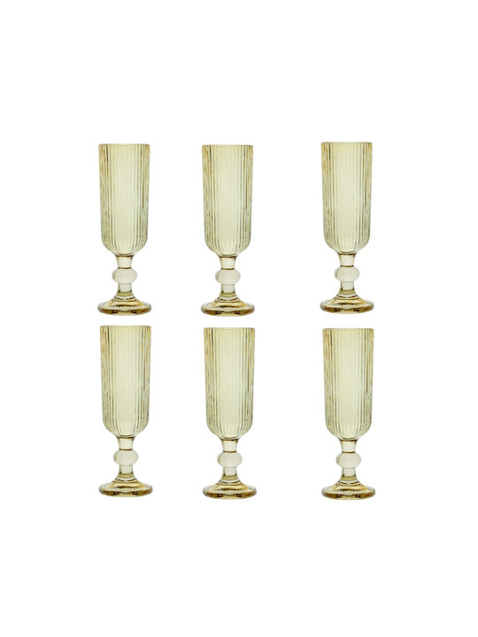 Raki Bloom Set Pahare De Sampanie Din Sticlă Galbene Pahare Cu Picior 150ml 6 Bucăți