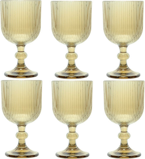 Raki Bloom Set Glasses for White and Red Wine Made of Glass in Yellow Colour Goblets 350ml 6 Pieces