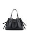 Leder Damen Handtasche Schulter Schwarz