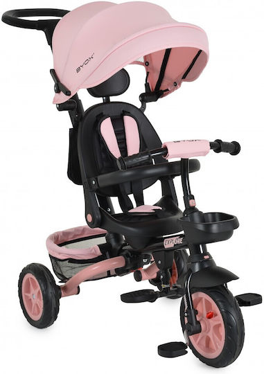 Byox Entdecke Klappbares Kinderdreirad mit Elterngriff für 12 Monate Rosa