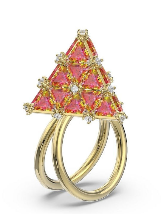 Swarovski Damenring mit Steinen aus Stahl Vergoldet