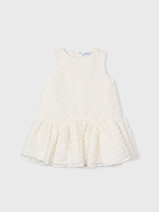 Girls Sleeveless Dress Set with Accessories Ecru