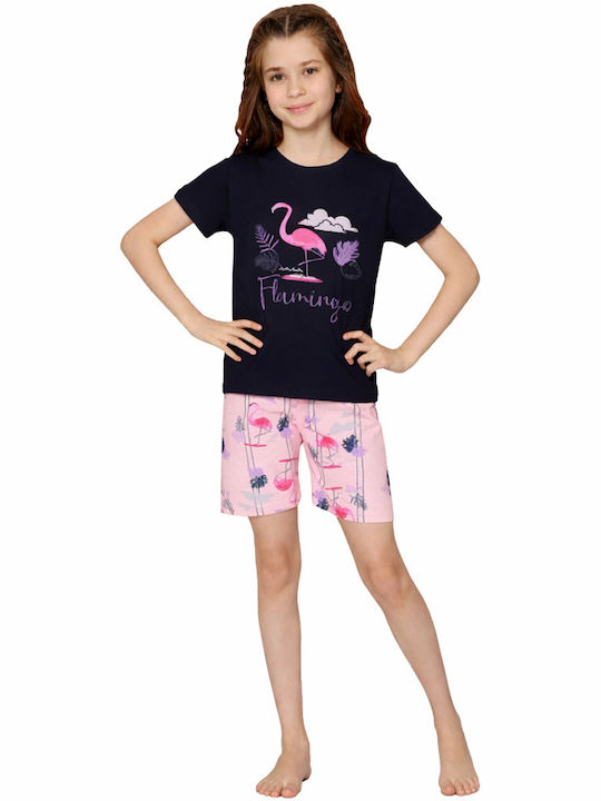 SNC Homewear Kids Summer Cotton Nightwear Navy Pink Snc