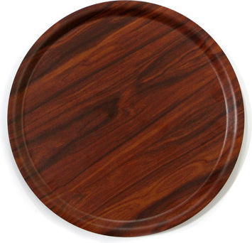 Atlas Round Serving Tray D33cm Plastic Wenge Color Wood Imitation