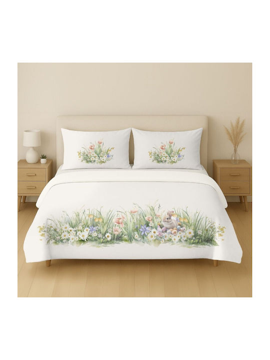 Lenjerii Deosebite Set Huse Pentru Pilote 100% Bumbac Dublu Cu 2 Fețe De Pernă Și 1 Cearceaf 200x220cm Bej