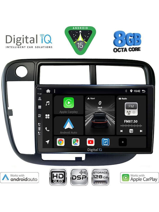 Digital IQ Car Audio System for Honda Civic 1995-2001 with Clima (Bluetooth/USB/WiFi/GPS/Apple CarPlay/Android Auto) with 9" Touch Screen