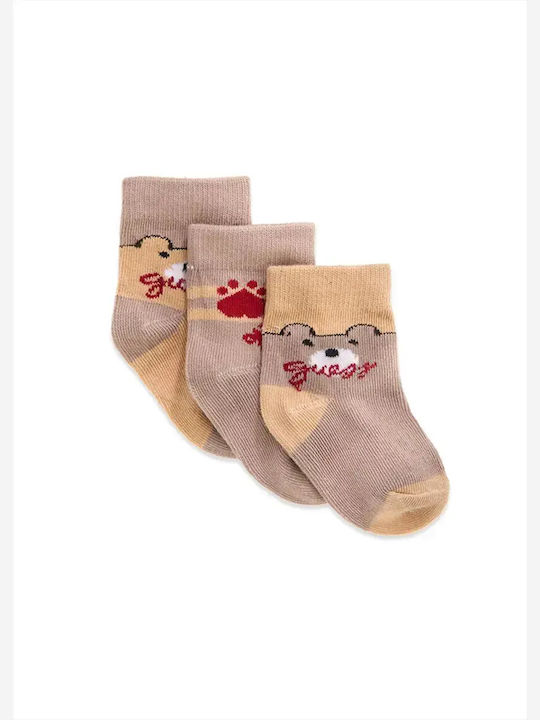 Guess Șosete Pentru Copii Bej 3 Perechi