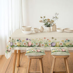 100% Cotton Tablecloth Spring Flowers Eggs 140x220cm Egly