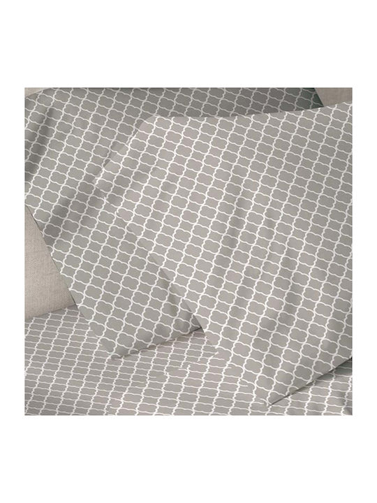 White Fabric Comfy Single Bed Sheets Set 160x250cm Gray 3 Pieces