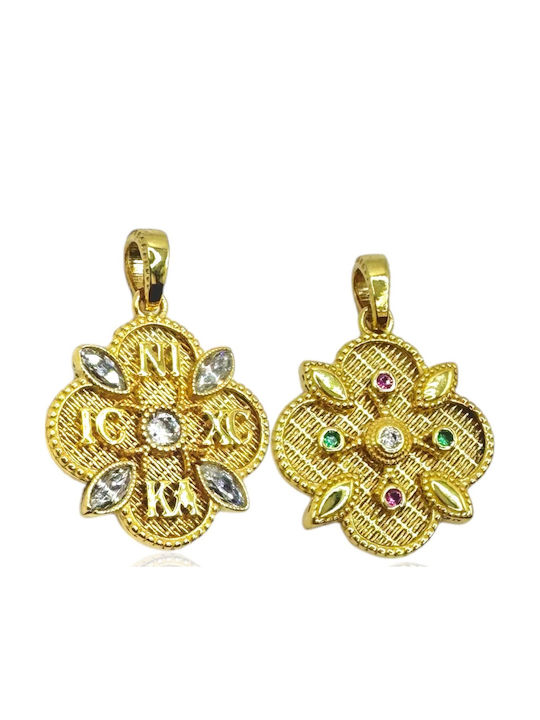 Kontopoulos Pendant Kids Charm Double Sided Constantine Coin Gold 9K P591KR