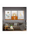 Threefold Glass Composition of Abstract Design in Orange Tones (70x110cm)