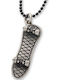Men's Pendant Skateboard Handmade Silver 925 Cord Faux Leather 50cm